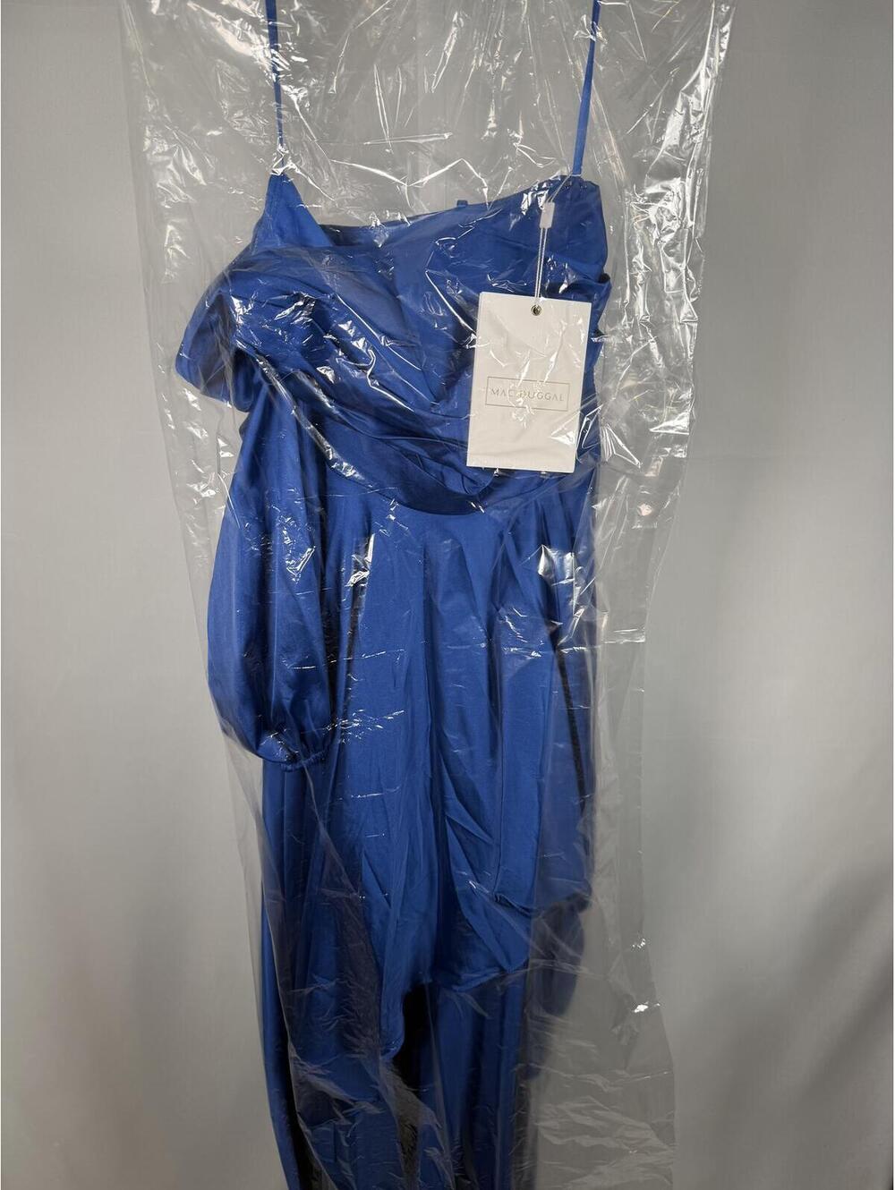 Mac Duggal Cobalt Blue Satin High Low One Shoulder 49141 Dress Size 0 NWT - Picture 5 of 5